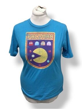 Mad Engine PAC-MAN Boys “Merit Badge” Distress Graphic T-Shirt, Blue, sz XL